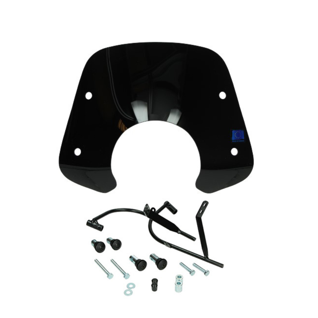 Windshield low gloss black Sym fiddle 2 with mounting material