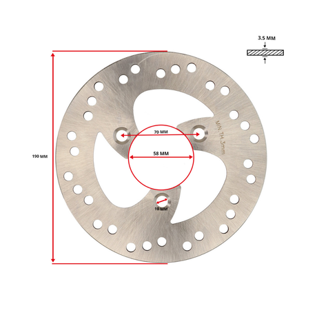 Brake disc 3-hole 190MM Piaggio Typhoon