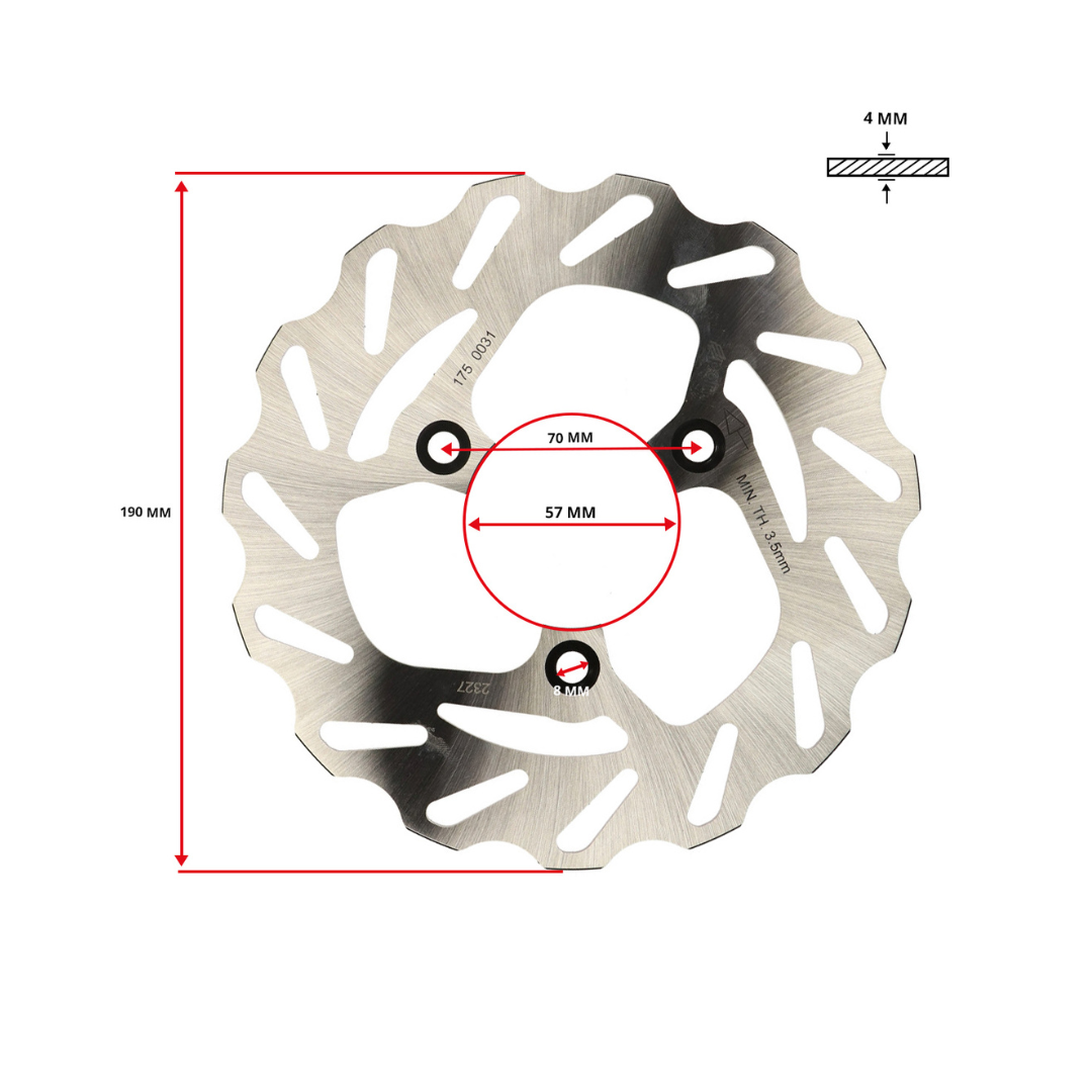 Remschijf Polini Wave 3-Gaats 190MM Piaggio Typhoon