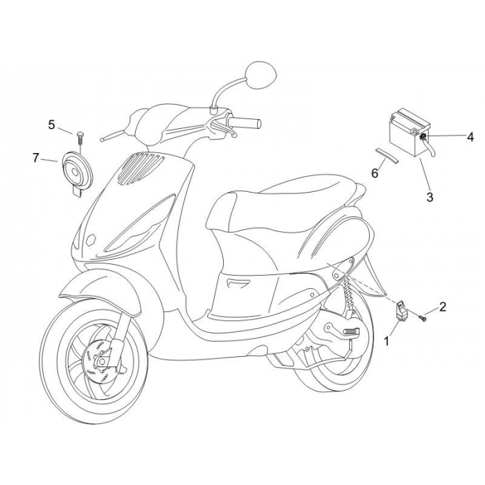 Relay - Batteria - Horn | Zip 50 4T 25 km/h Noabs E2 2006-2016 (EMEA)